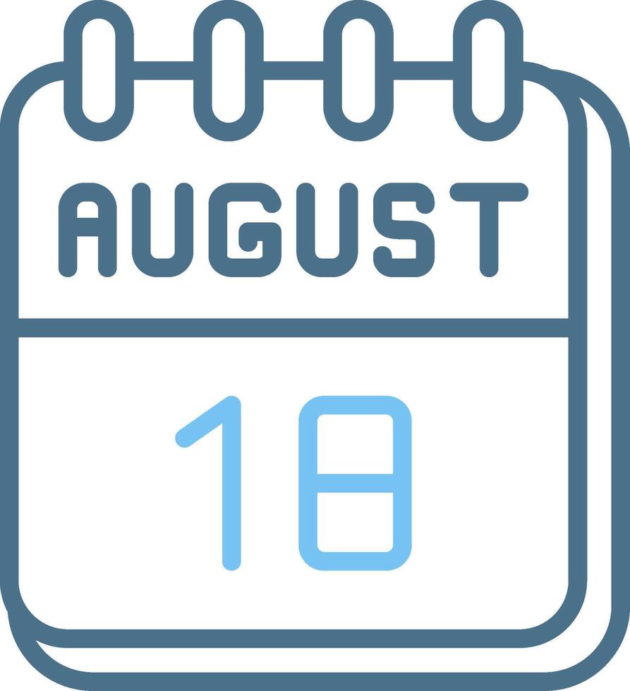 18 August Line Two Colour Icon Design vector