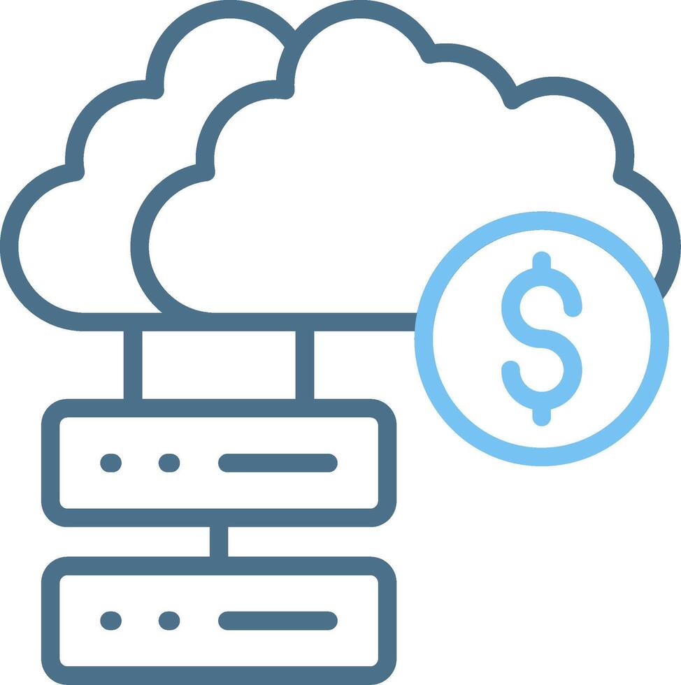 Cloud Database Line Two Colour Icon Design vector