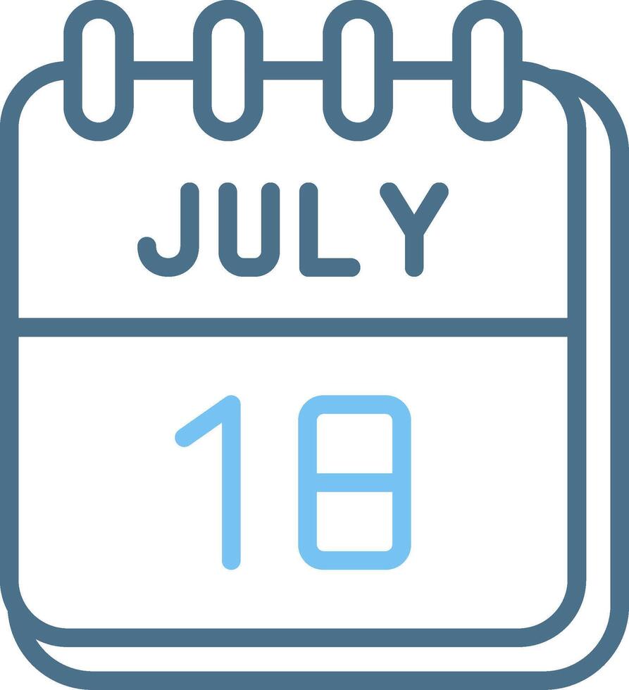 18 July Line Two Colour Icon Design vector
