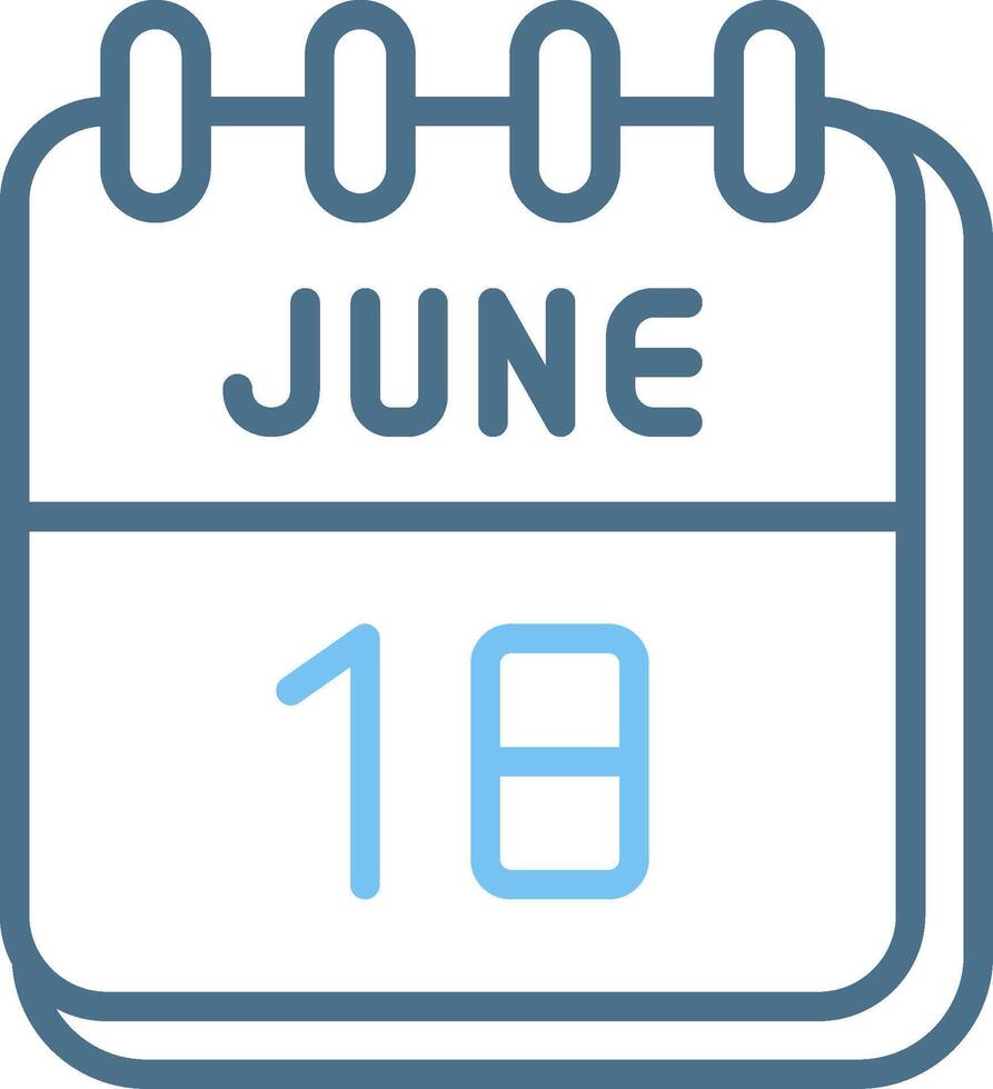 18 June Line Two Colour Icon Design vector