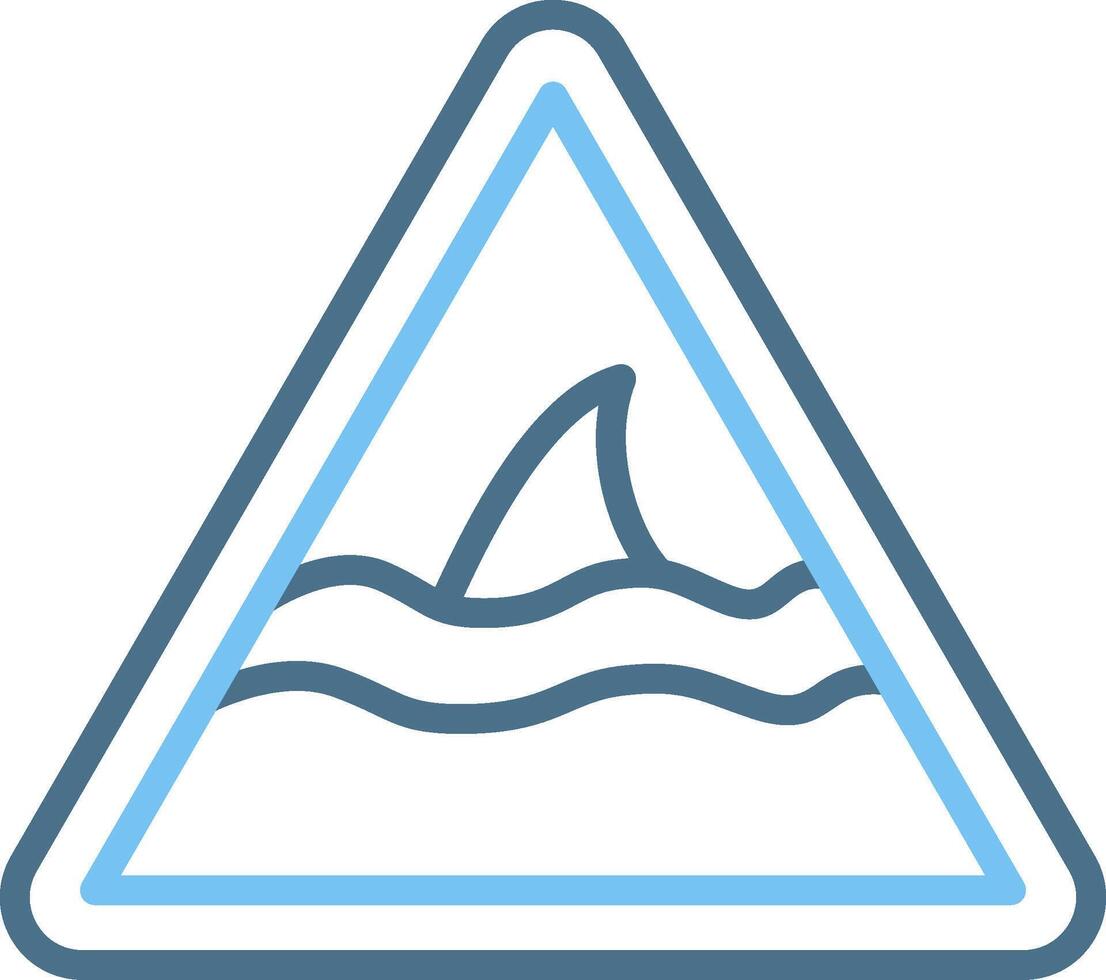 Shark Warning Line Two Colour Icon Design vector