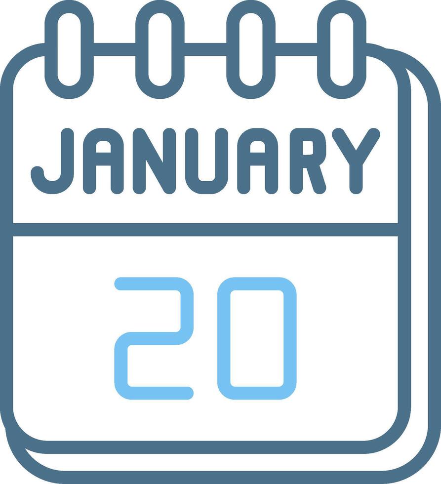 20 January Line Two Colour Icon Design vector
