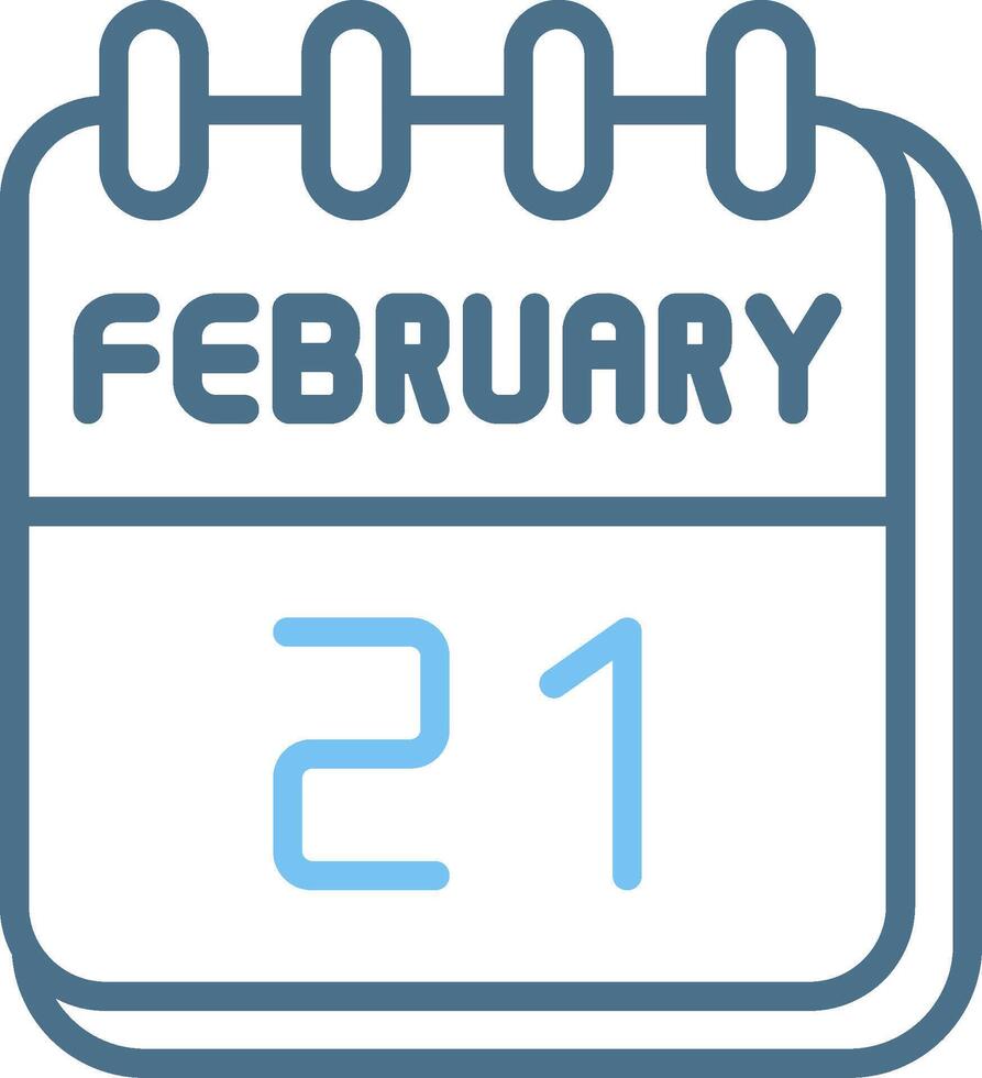 21 February Line Two Colour Icon Design vector