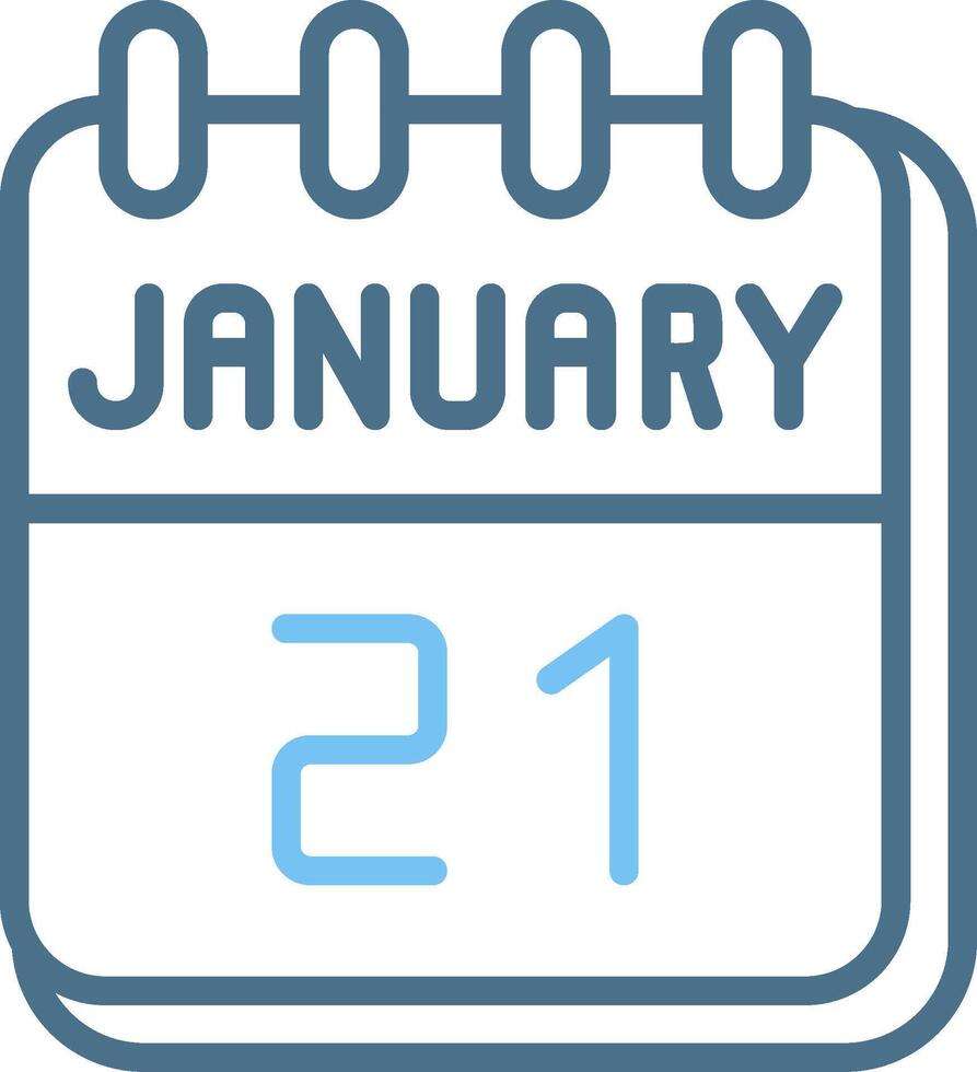 21 January Line Two Colour Icon Design vector
