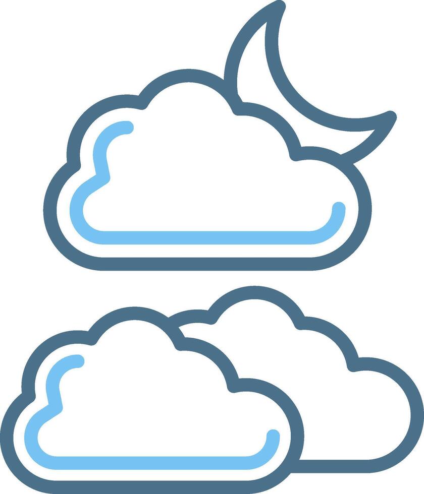 Cloudy Night Line Two Colour Icon Design vector