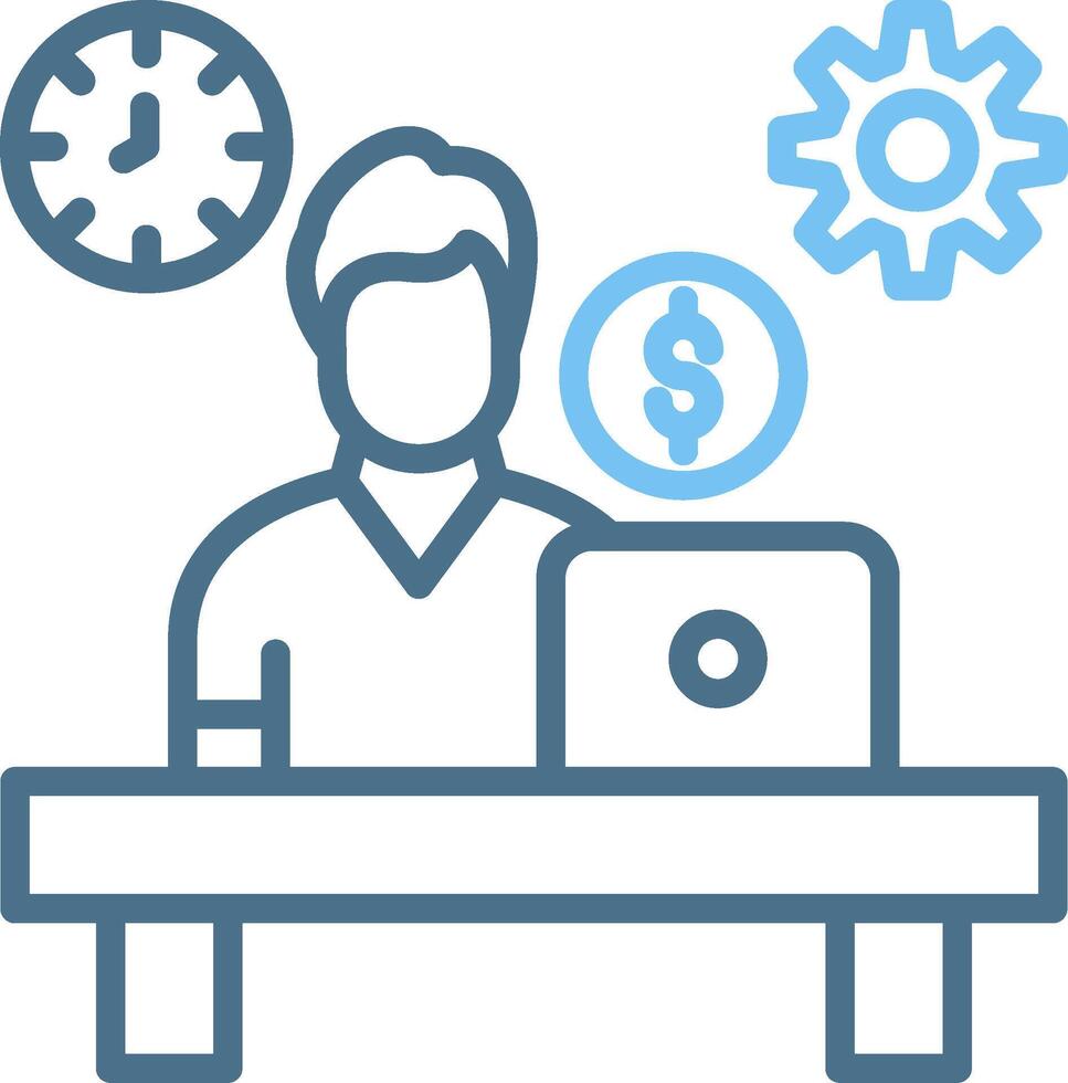 Hard Work Line Two Colour Icon Design vector