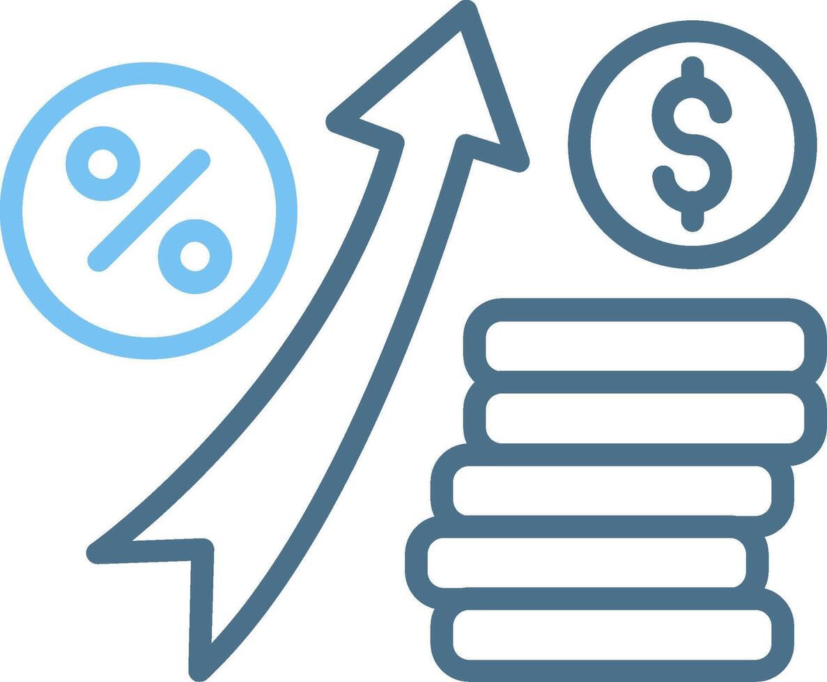 Interest Rate Line Two Colour Icon Design vector