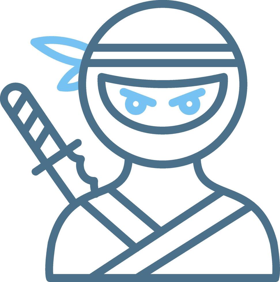 Ninja Line Two Colour Icon Design vector