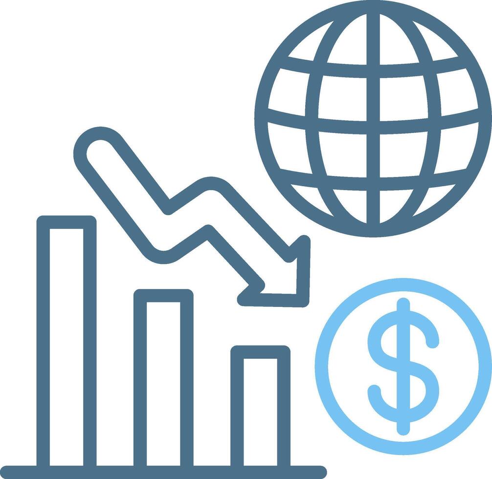 Recession Line Two Colour Icon Design vector