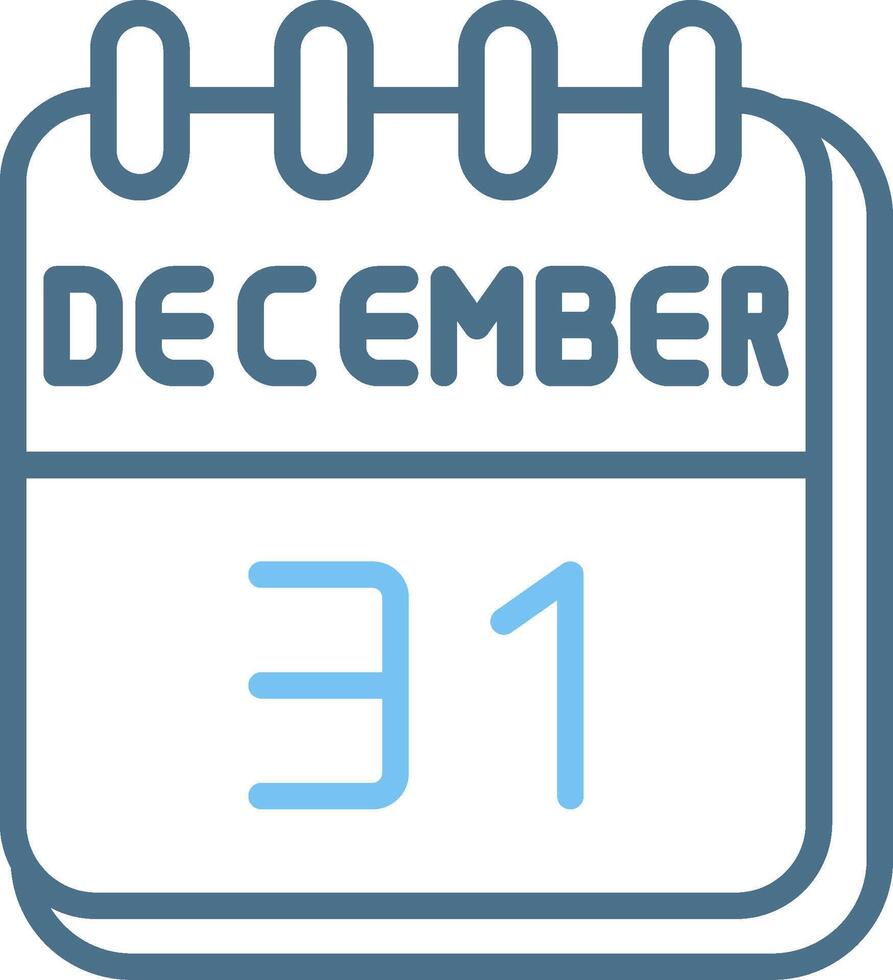 31 December Line Two Colour Icon Design vector