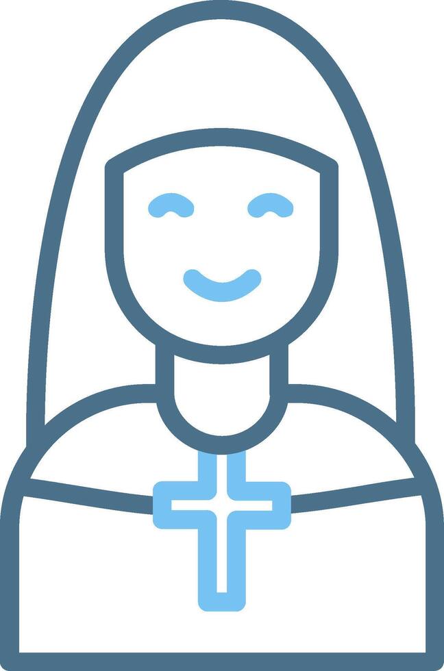 Nun Line Two Colour Icon Design vector