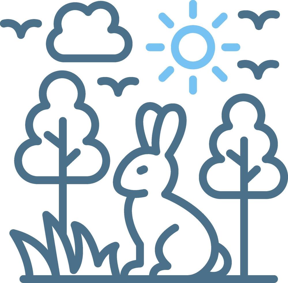 Rabbit Line Two Colour Icon Design vector