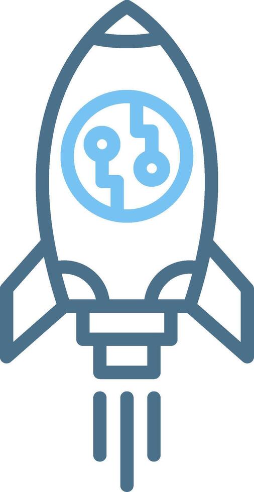 Rocket Line Two Colour Icon Design vector