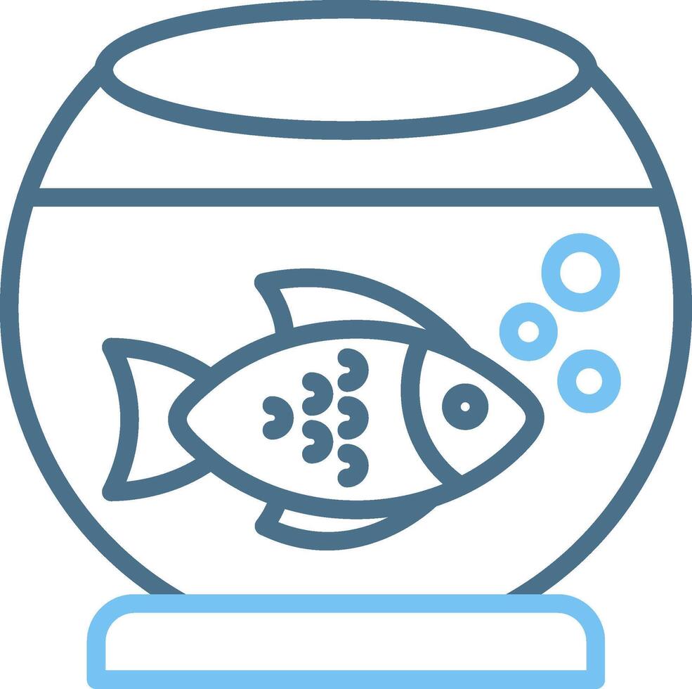 Fish Bowl Line Two Colour Icon Design vector