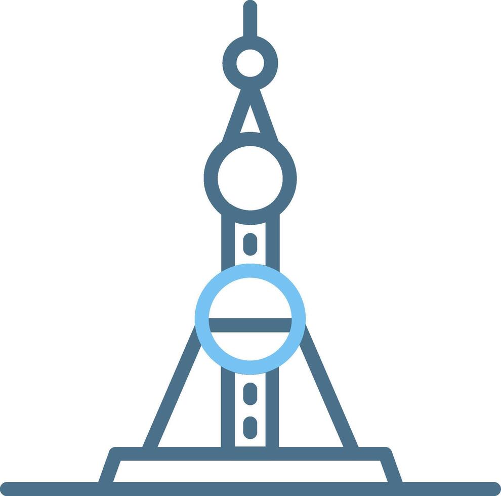 Oriental Pearl Tower Line Two Colour Icon Design vector
