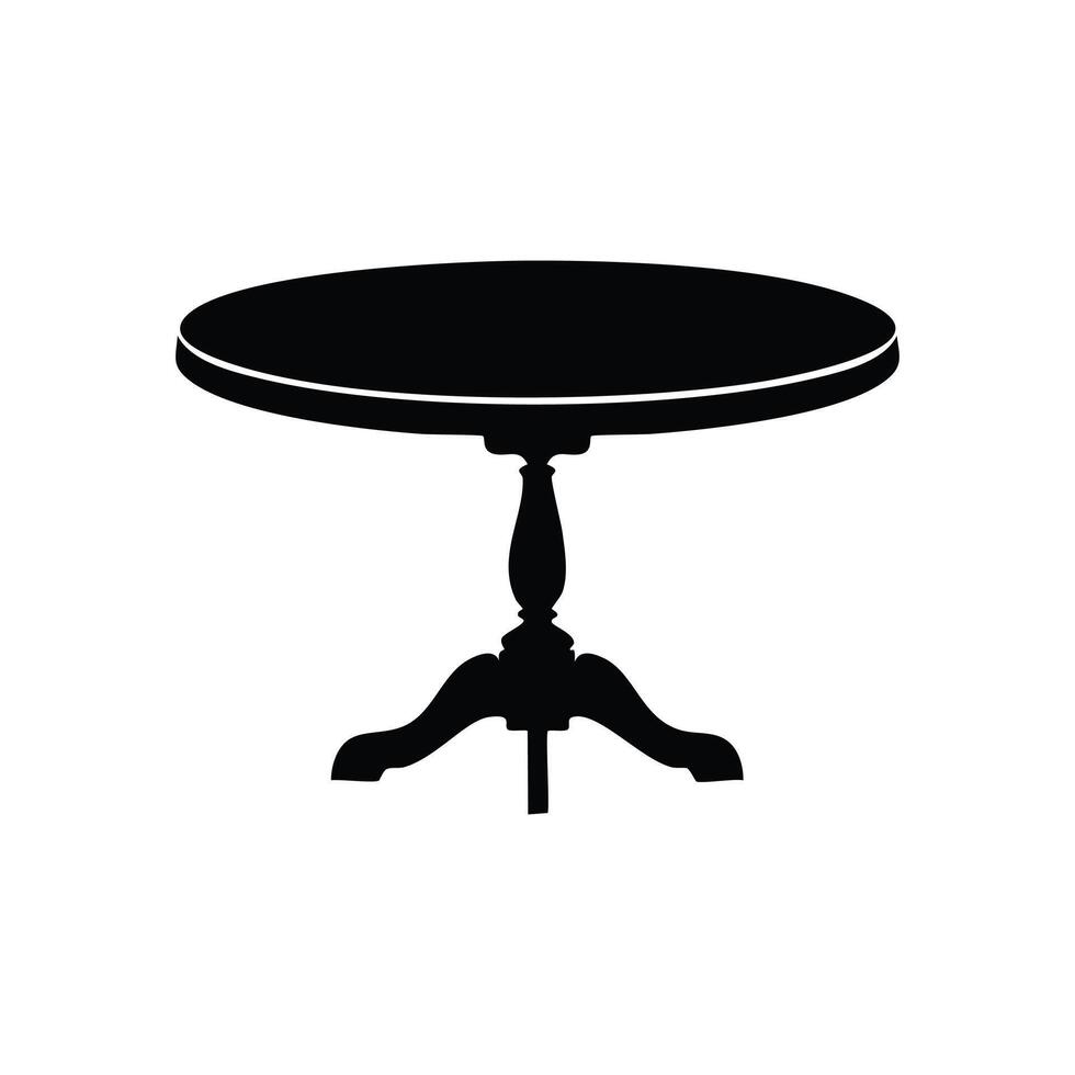 round Table icon, silhouettes art, with white background vector