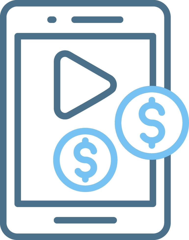 Multimedia Monetization Line Two Colour Icon Design vector