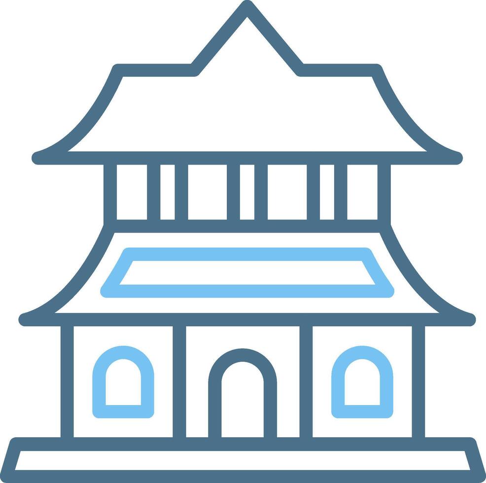 Temple Line Two Colour Icon Design vector