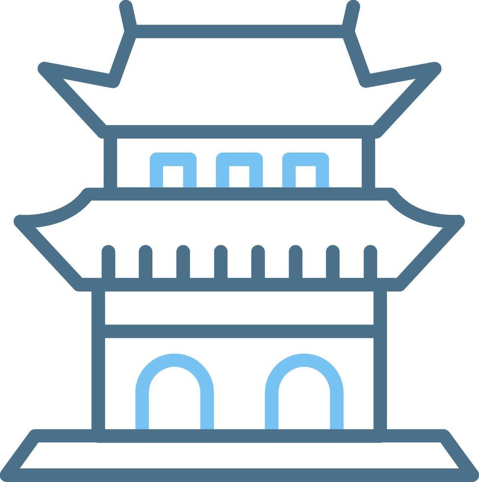Ming Tomb Line Two Colour Icon Design vector