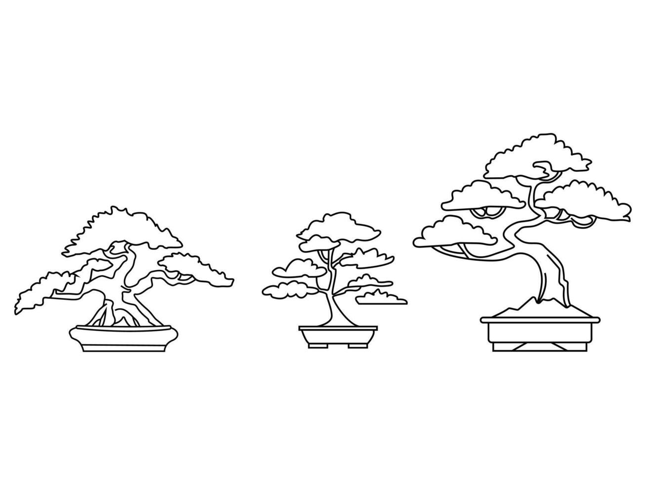 Bonsai tree line art symbol illustration design vector