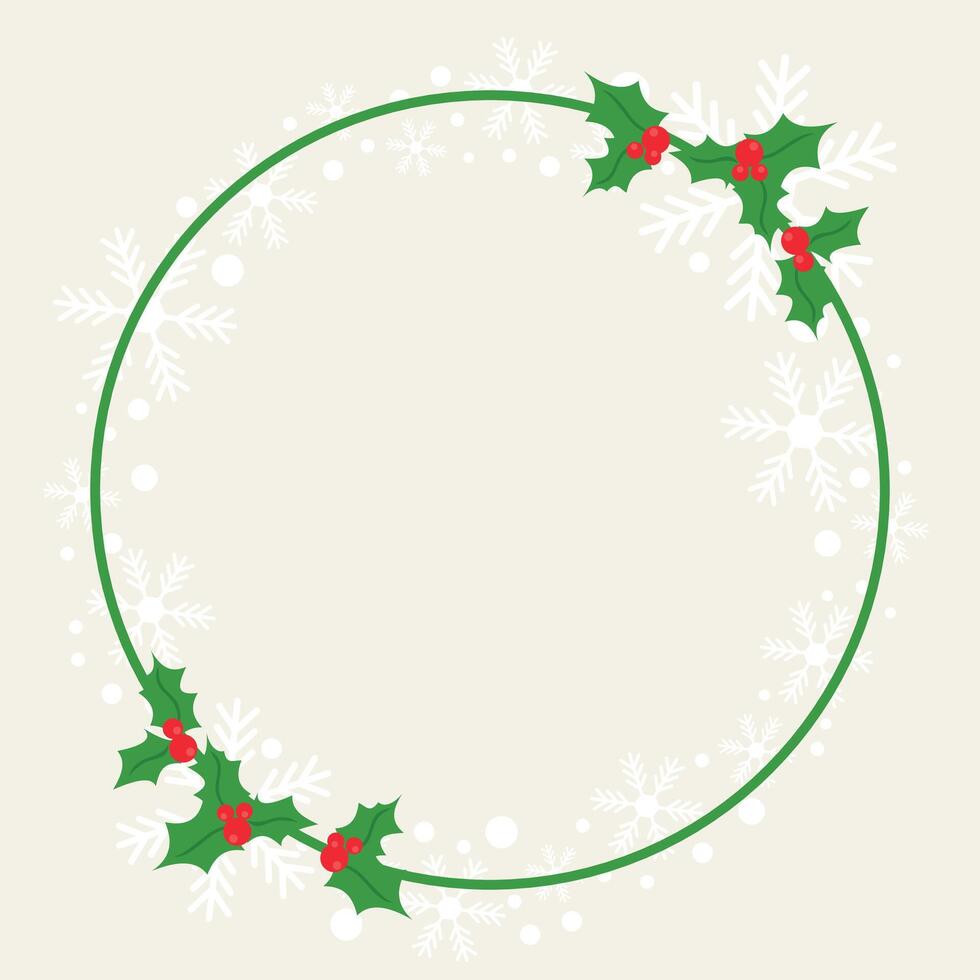 Christmas wreath with holly leaves and berries on a white background vector