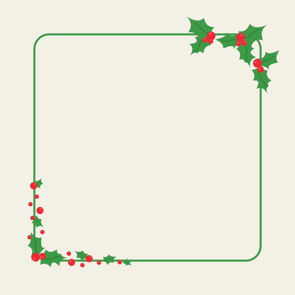 Christmas frame with holly berries and berries vector