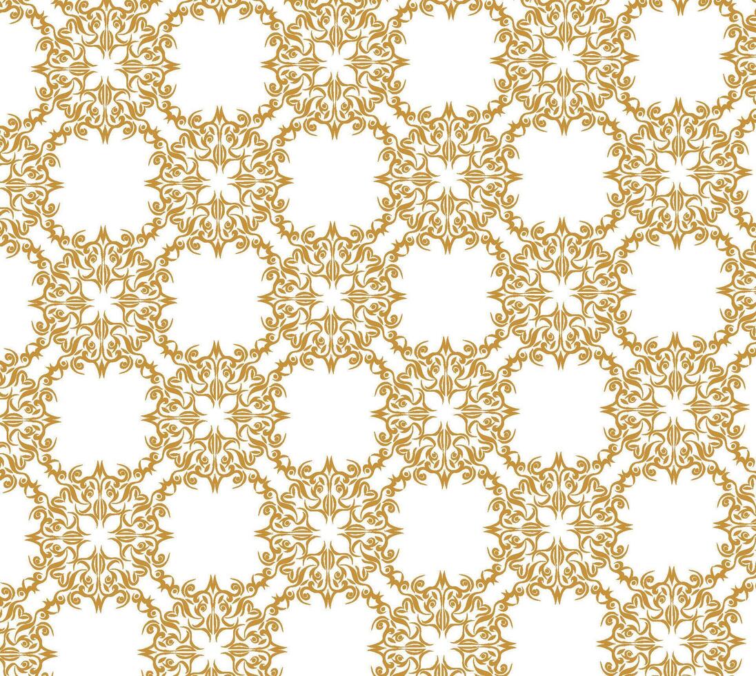 Golden floral pattern on white background vector
