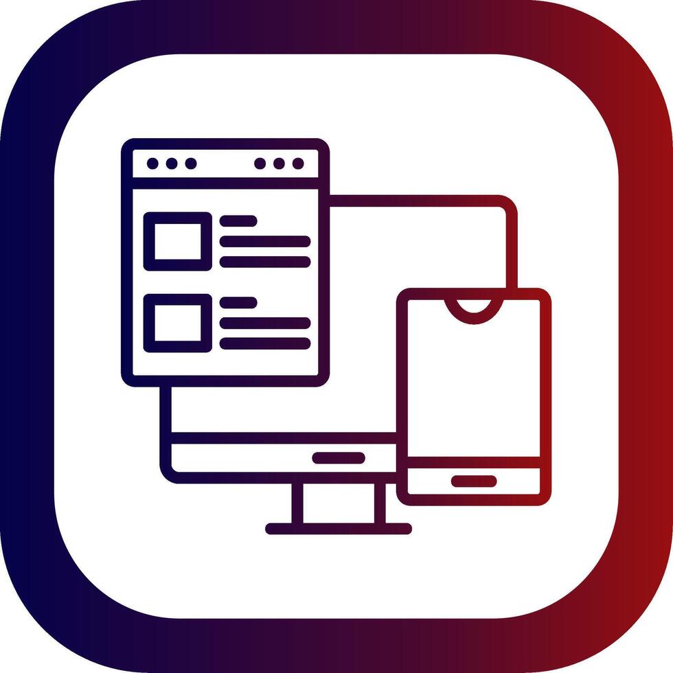 Responsive Web Design Line Gradient Round Corner Icon vector