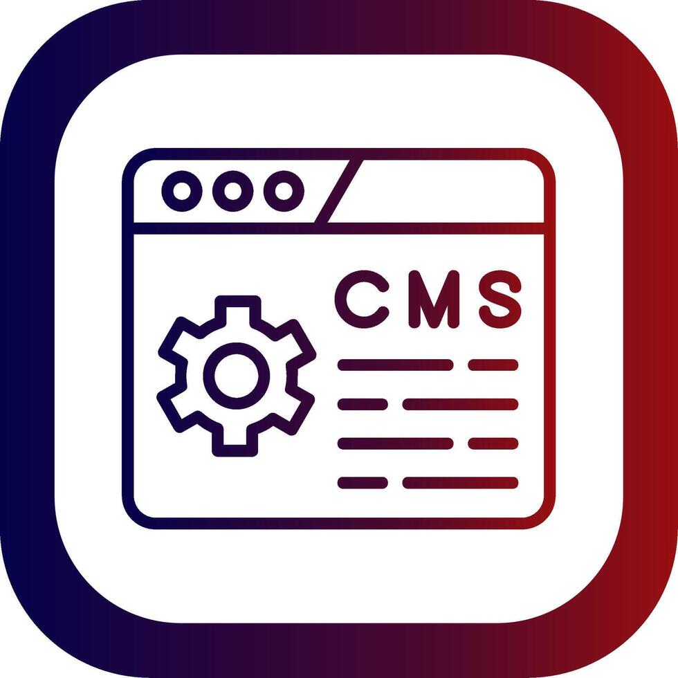 Content Management System Line Gradient Round Corner Icon vector