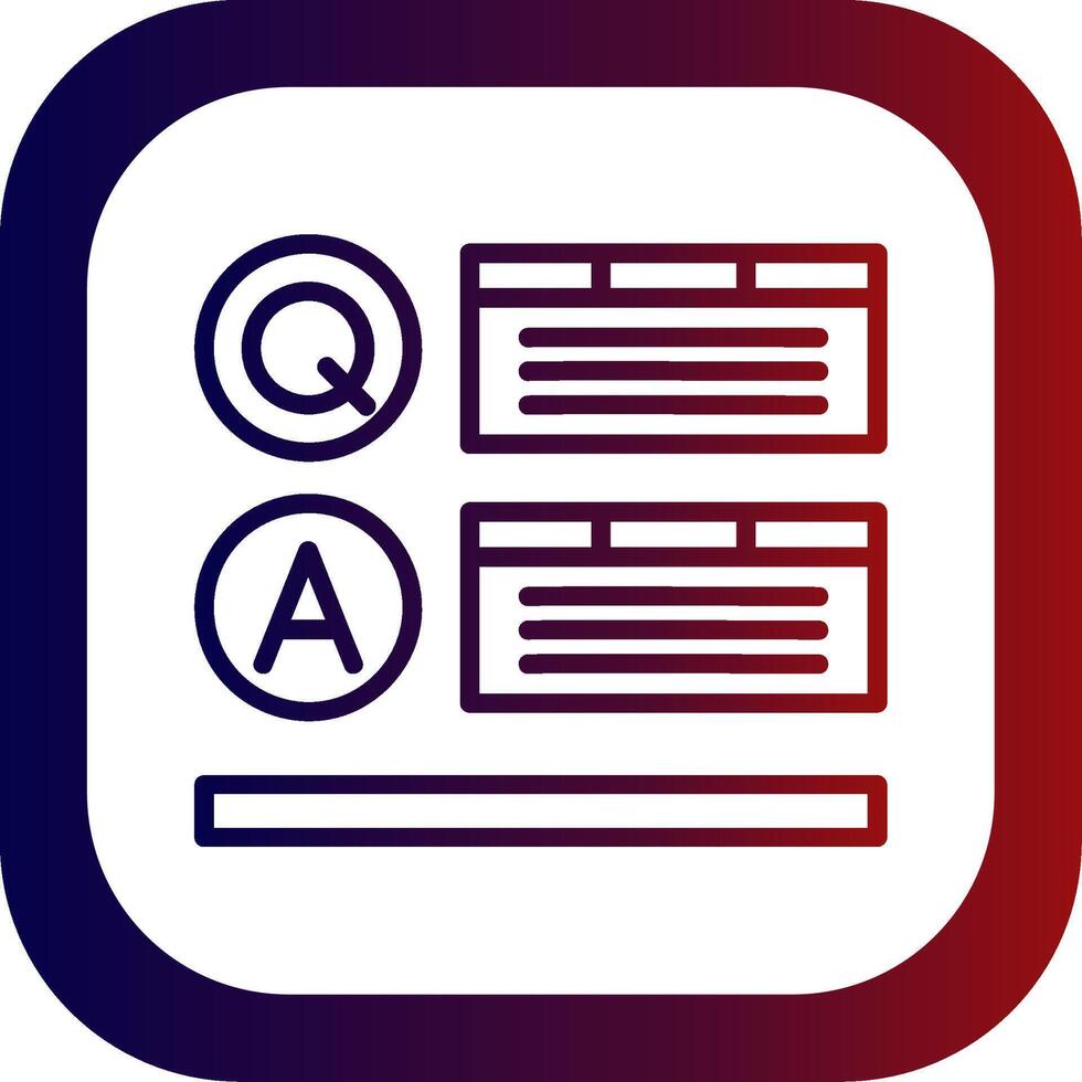 Question and Answer Line Gradient Round Corner Icon vector