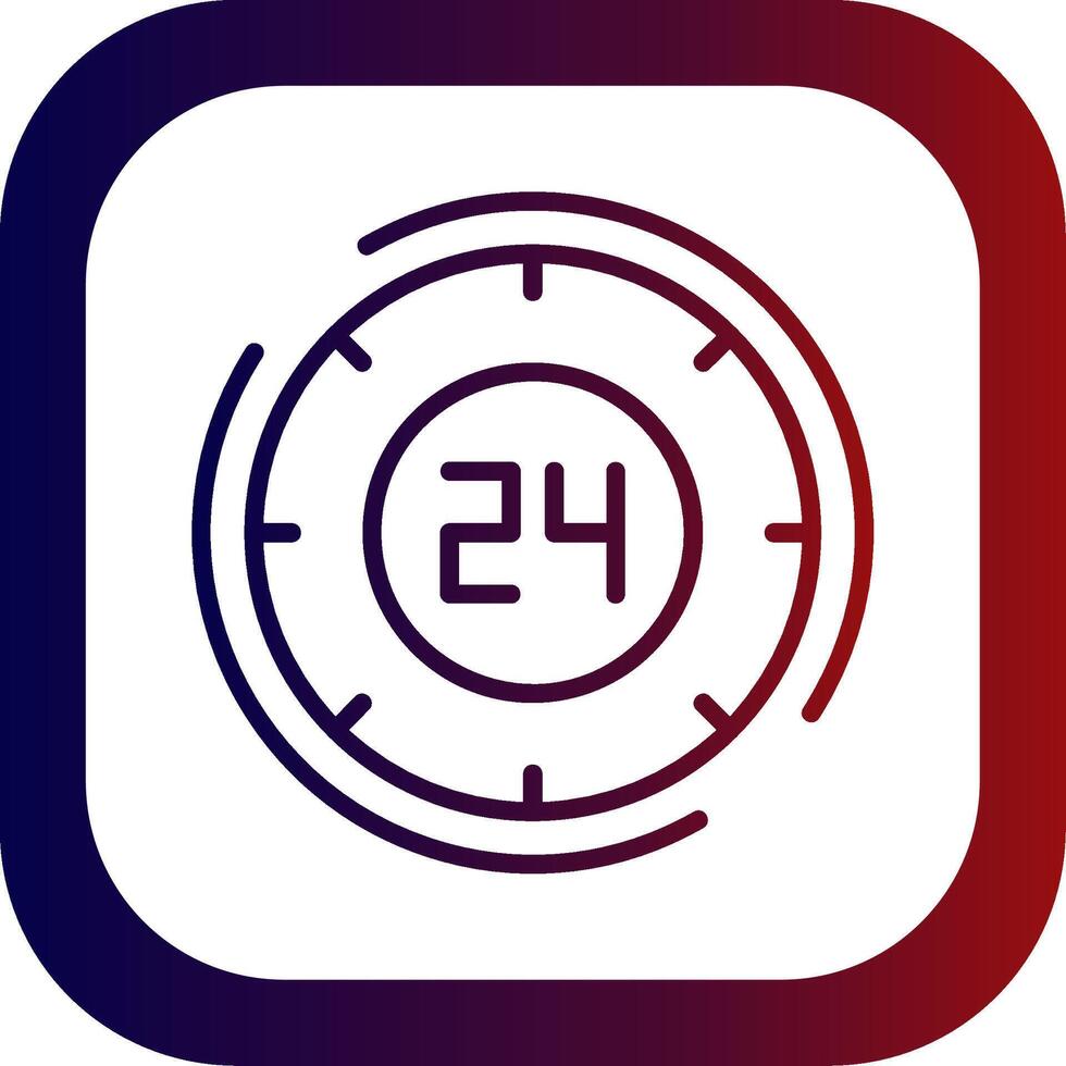 24 Hours Line Gradient Round Corner Icon vector