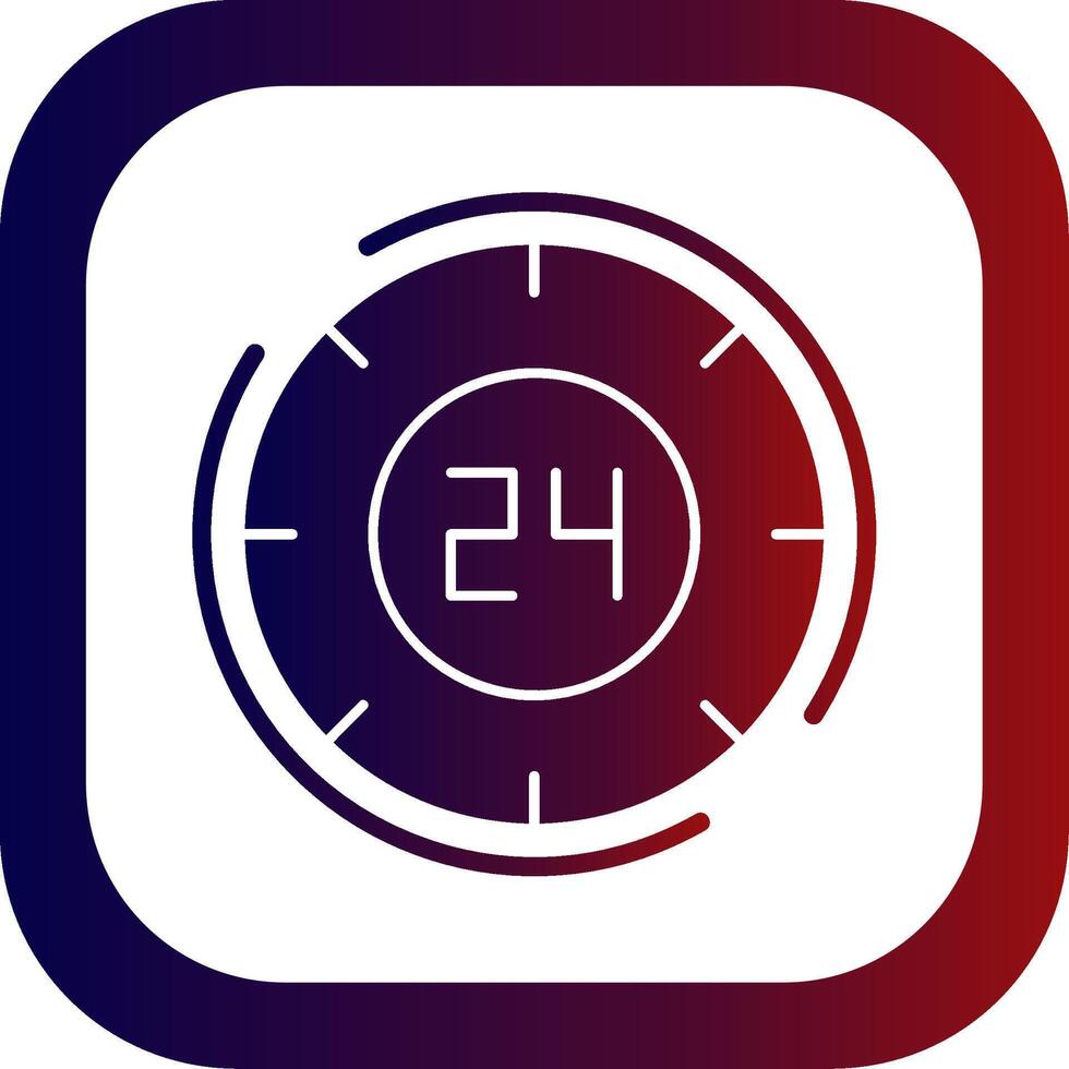 24 Hours Glyph Gradient Round Corner Icon vector