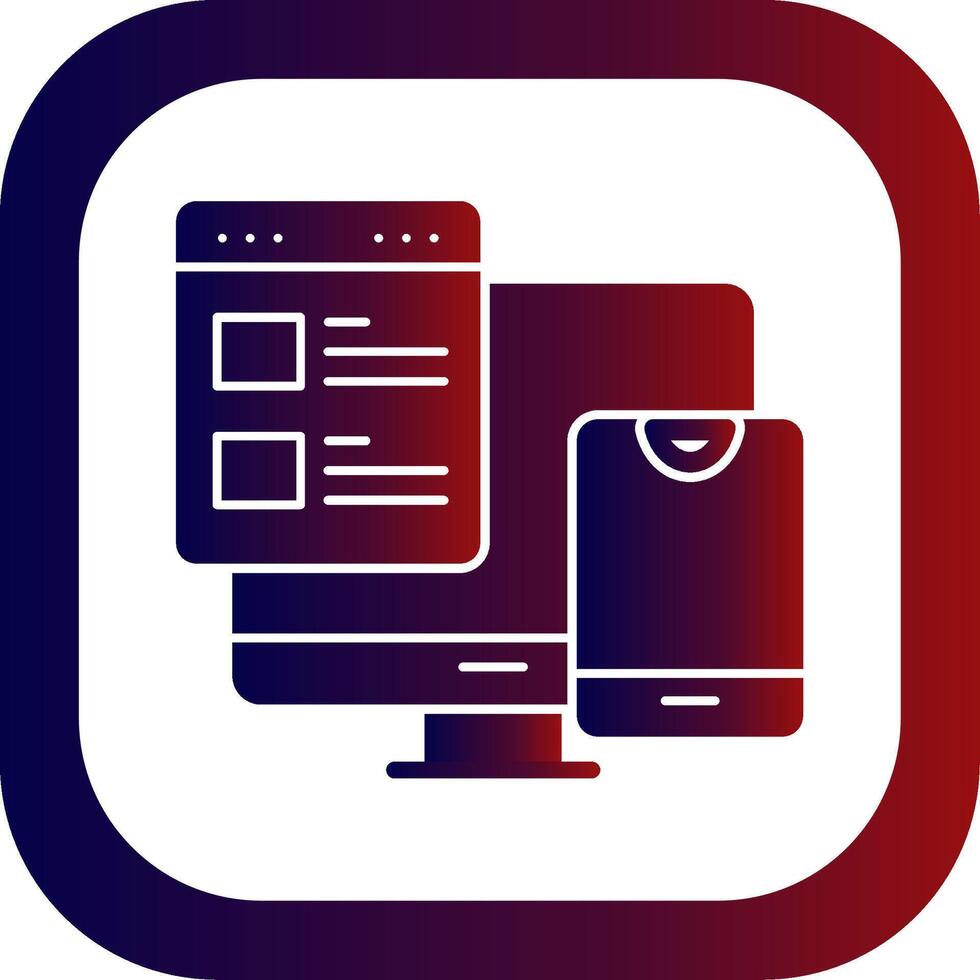 Responsive Web Design Glyph Gradient Round Corner Icon vector
