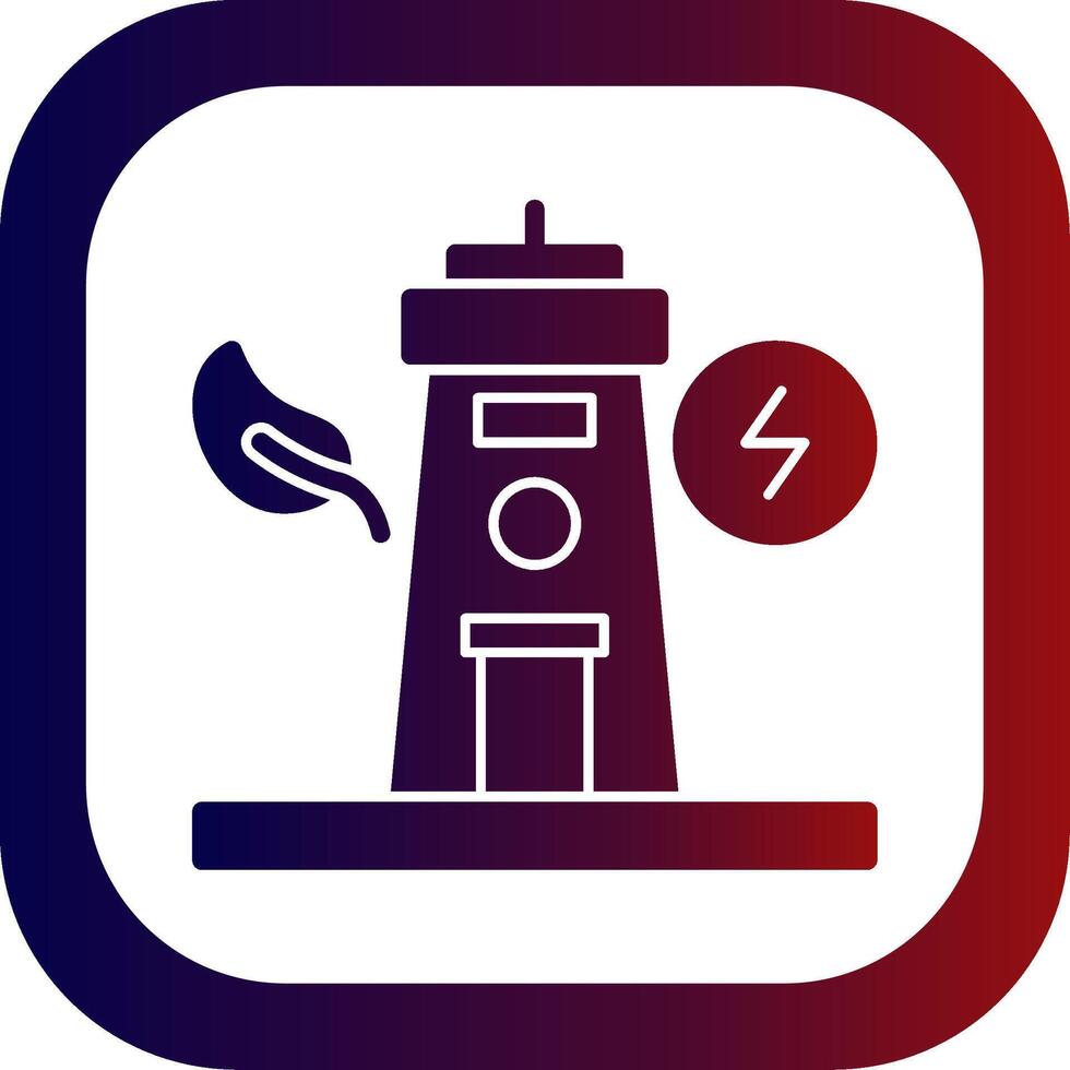 Tidal Power Glyph Gradient Round Corner Icon vector