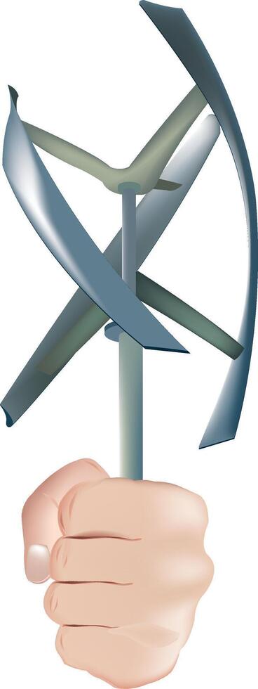 A hand holding a wind turbine vector