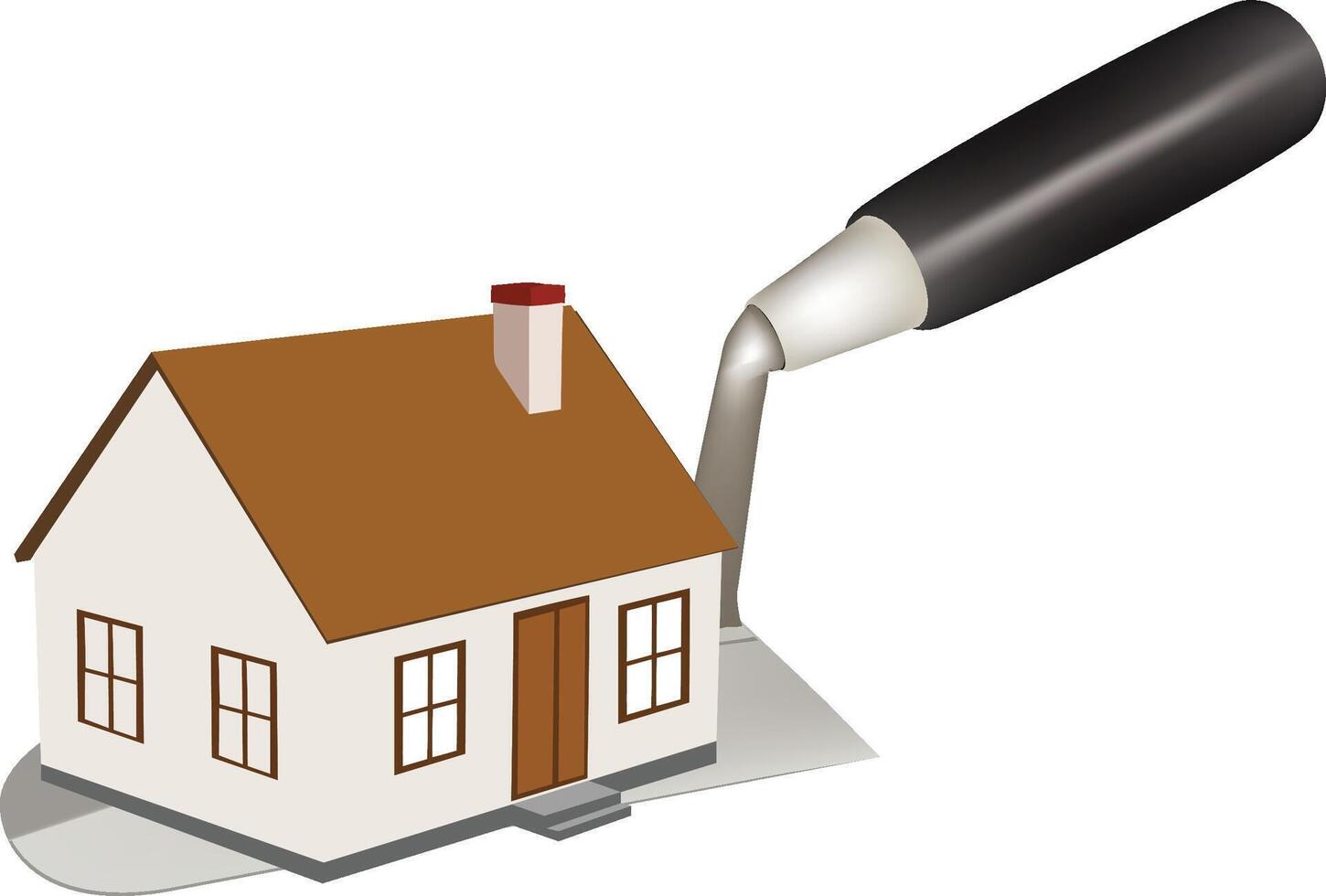 A house with a shovel and a trowel vector