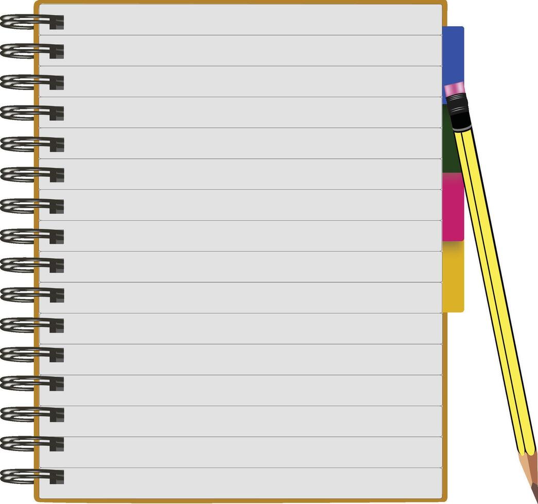 Notebook with pencil and pen vector