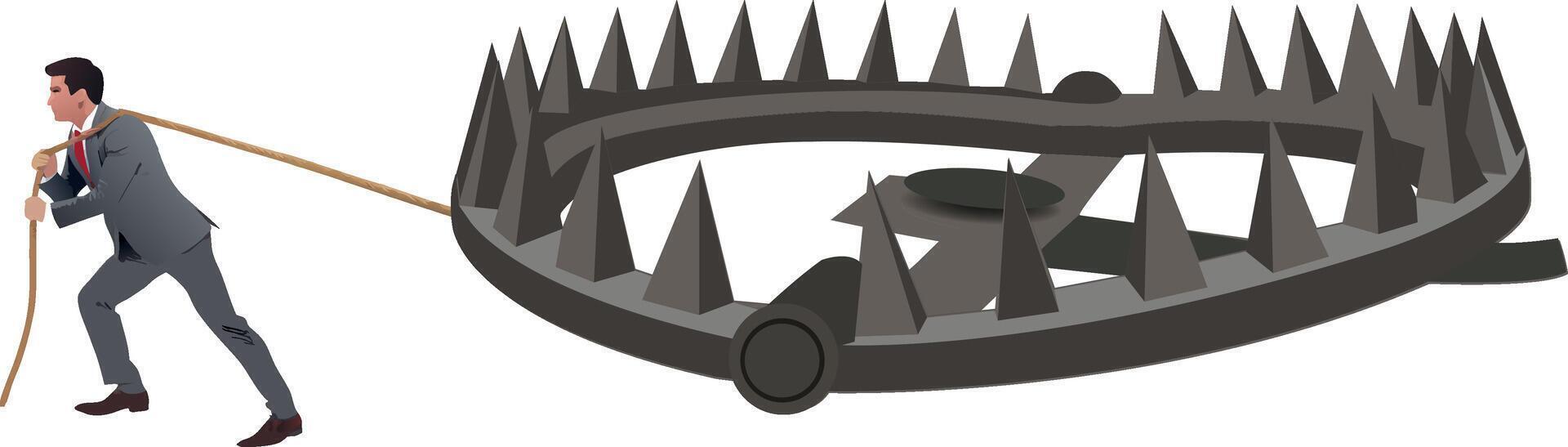 A man in a suit pulling a large metal spike vector
