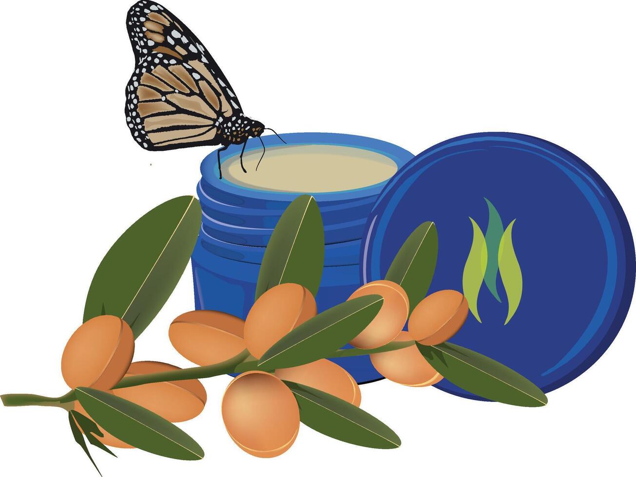 Almond butter and almond oil vector