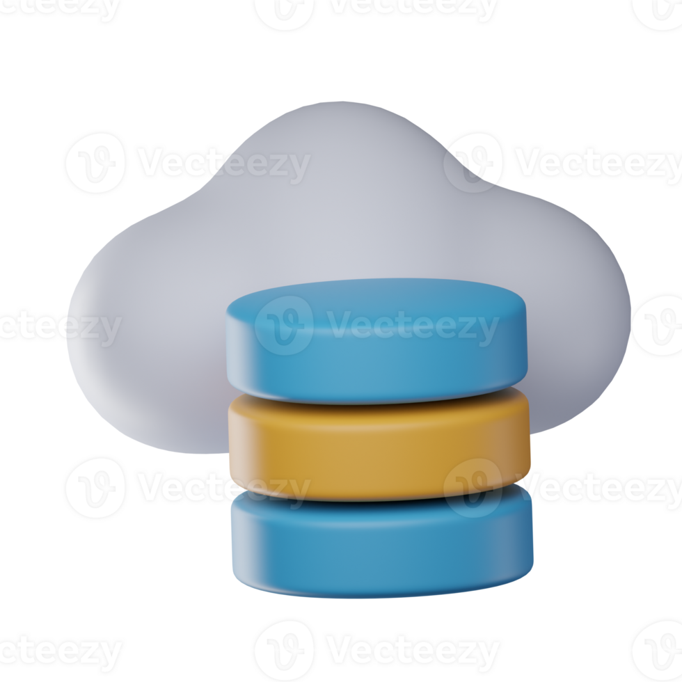 3D Cloud Data Isolated Icon Illustration png