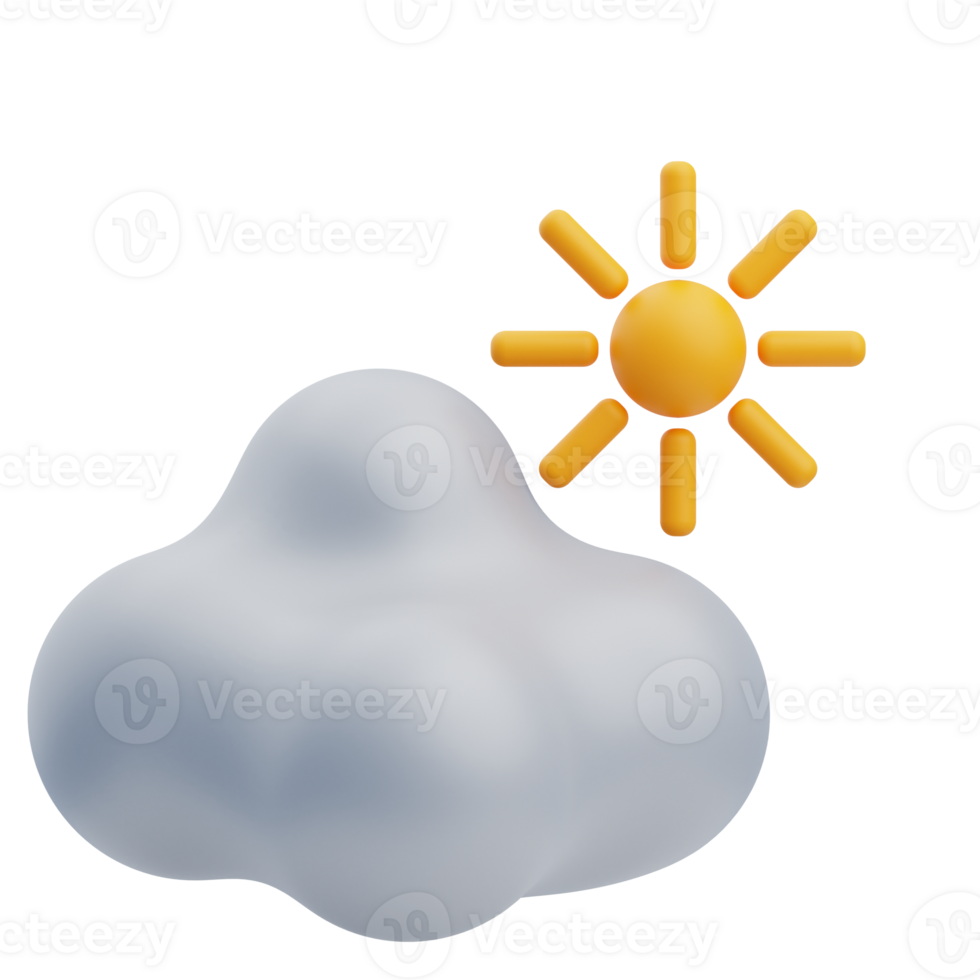 3D Cloudy Day Isolated Icon Illustration png