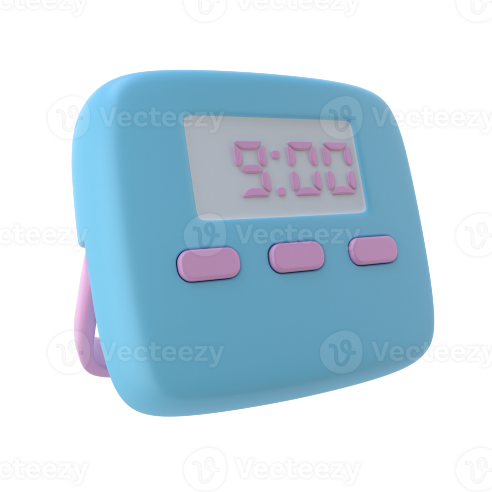 3D Digital Clock Isolated Icon Illustration png