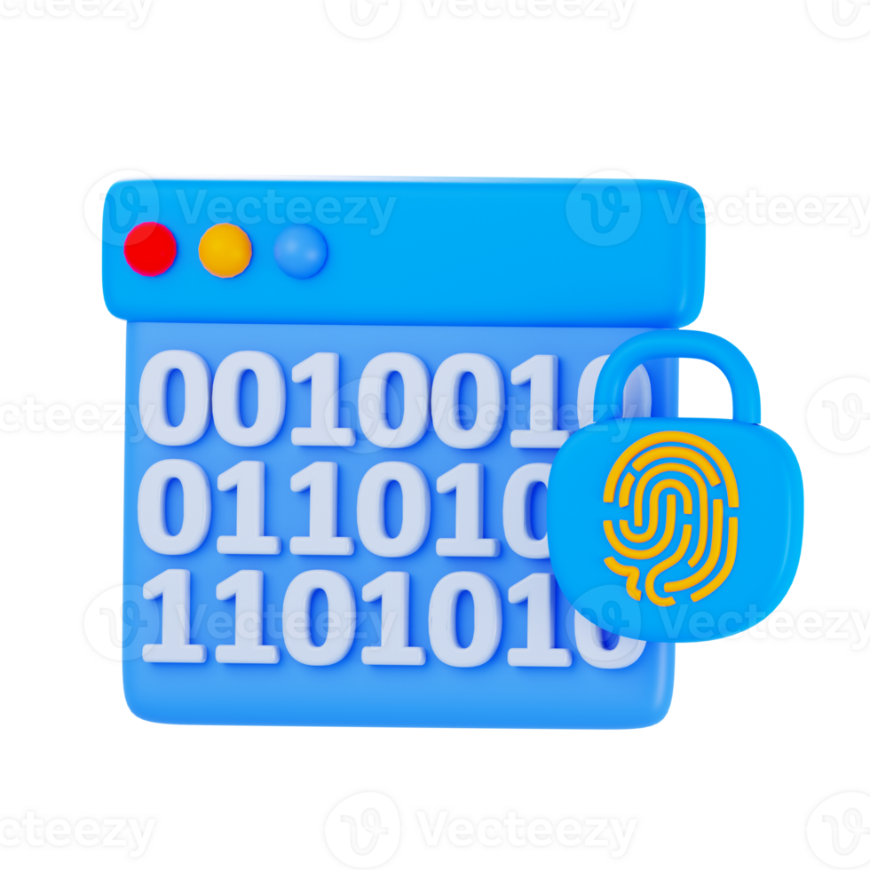 3D Data Encryption Isolated Icon Illustration png