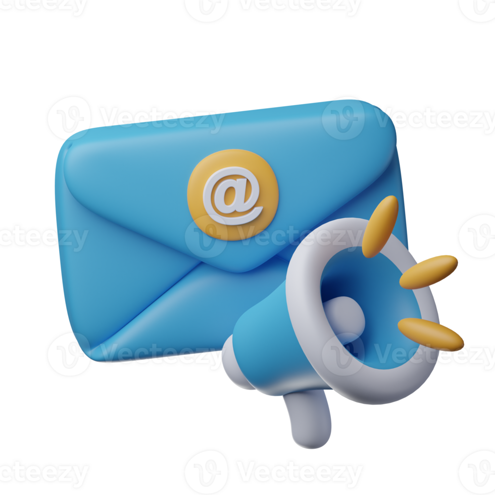 3D Email Marketing Isolated Icon Illustration png