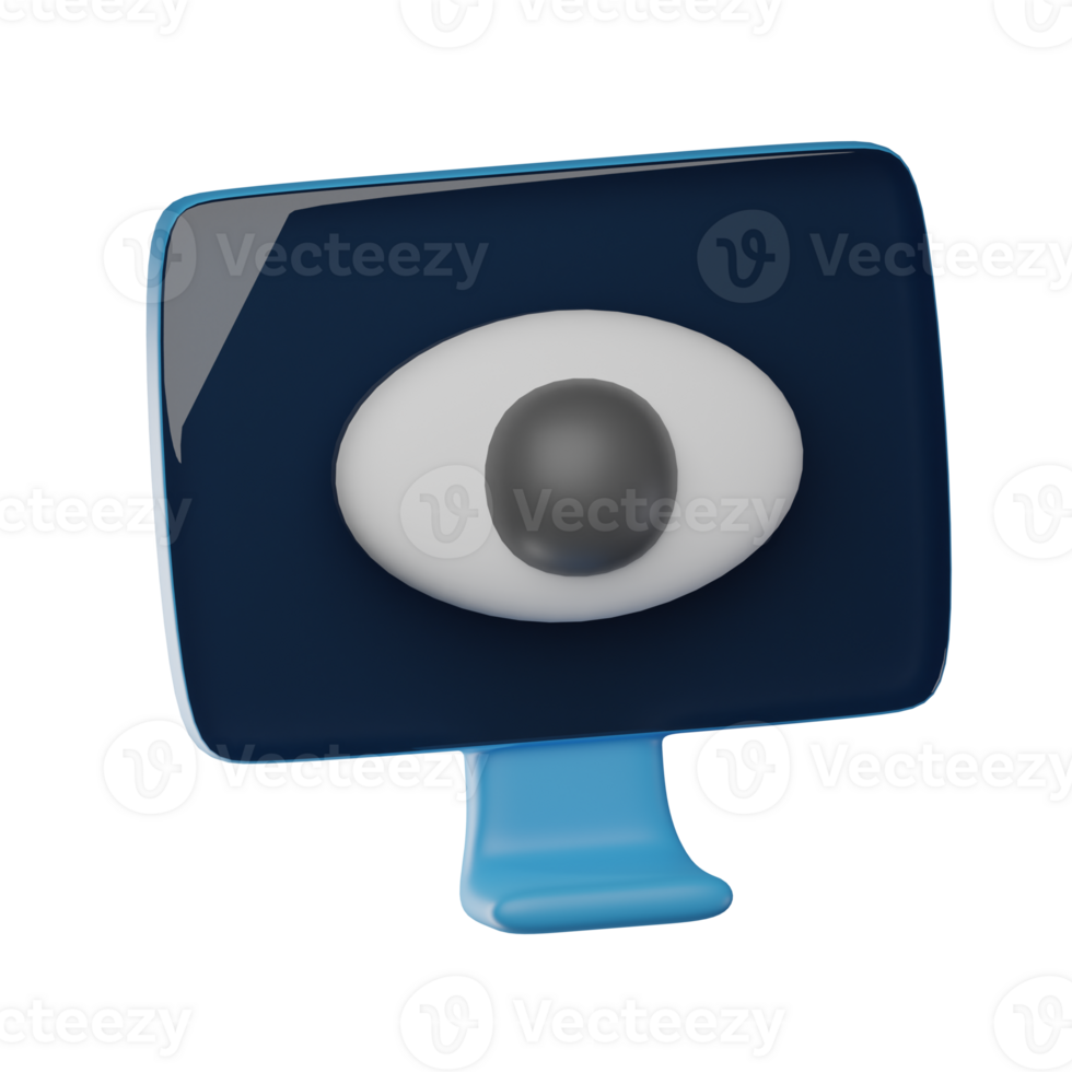 3D Eye Monitoring Isolated Icon Illustration png