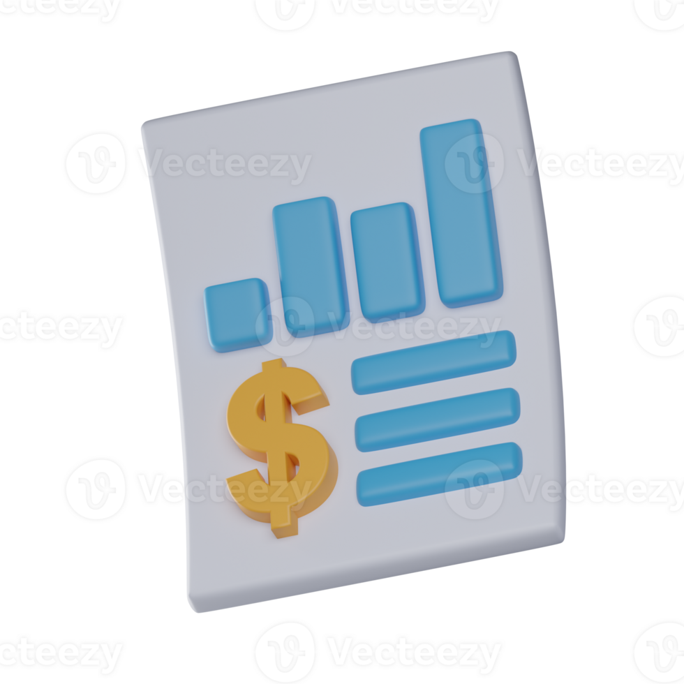 3D Financial Report Isolated Icon Illustration png