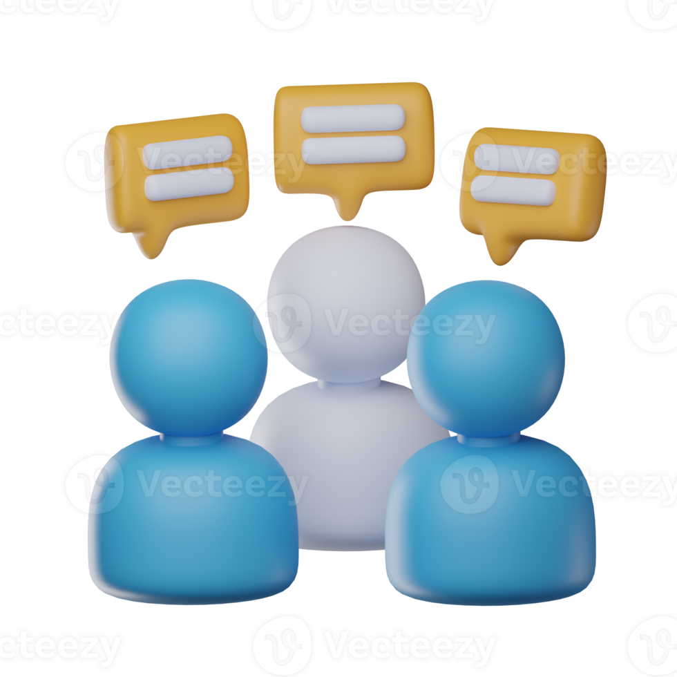 3D Group Discussion Isolated Icon Illustration png