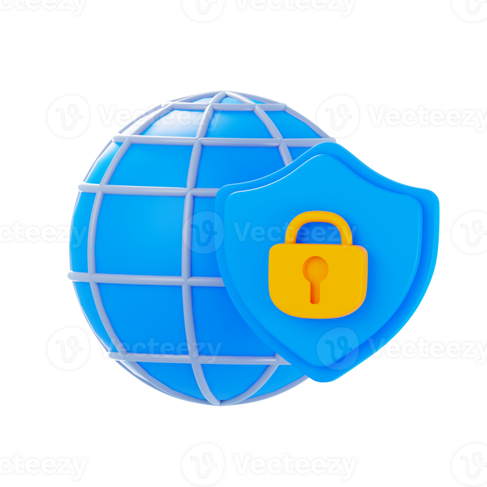 3D Internet Security Isolated Icon Illustration png