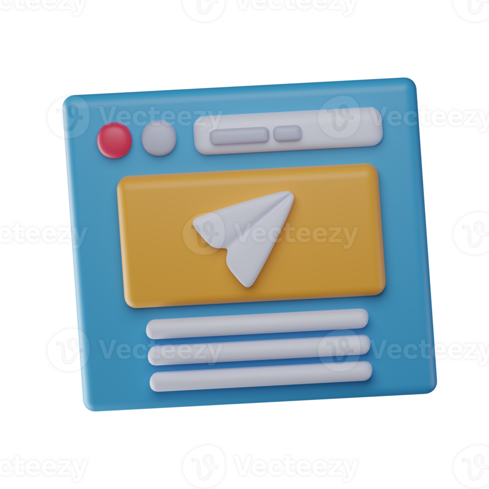 3D Landing Page Isolated Icon Illustration png