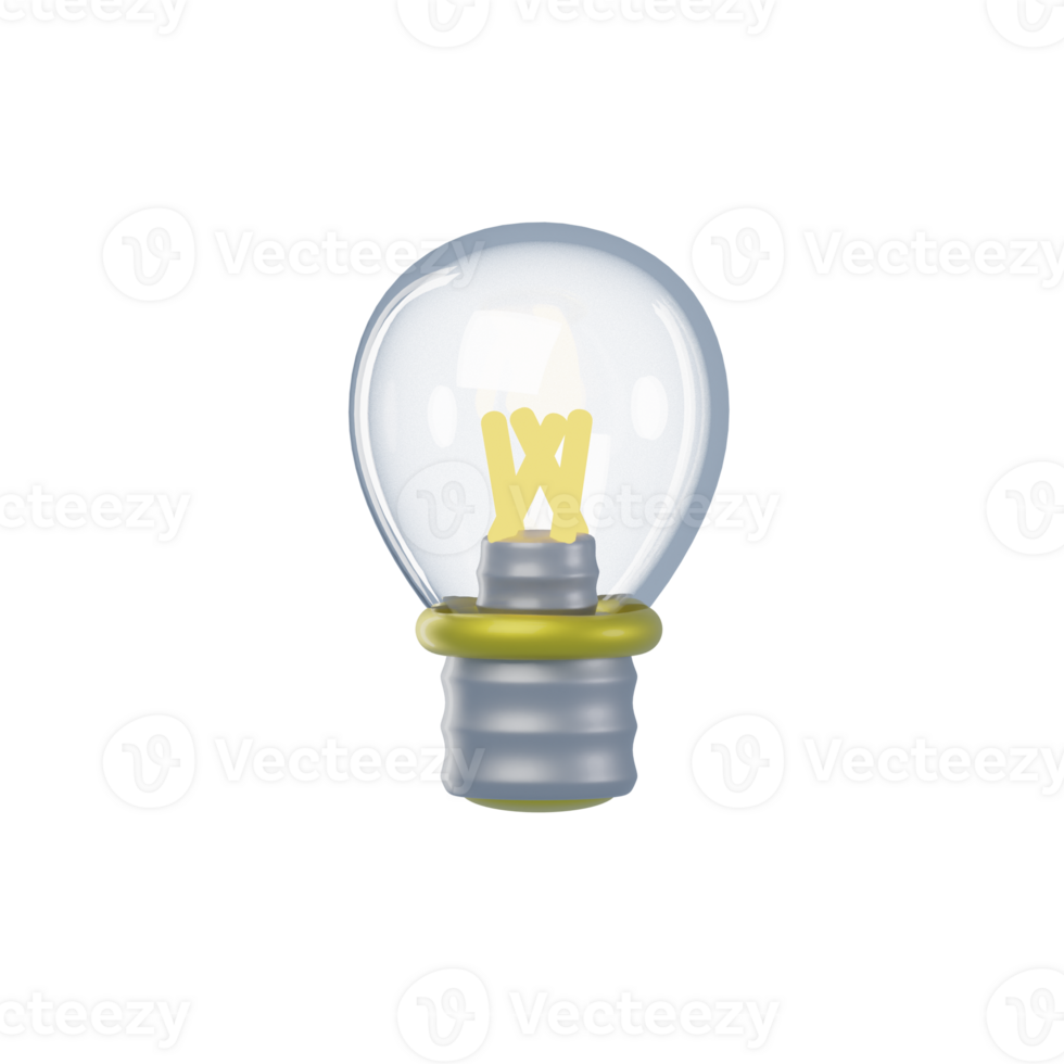 3D Light Bulb Isolated Icon Illustration png